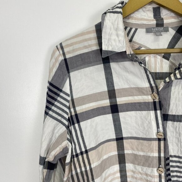 Habitat Plaid Button Down Lagenlook Top - Picture 3 of 10